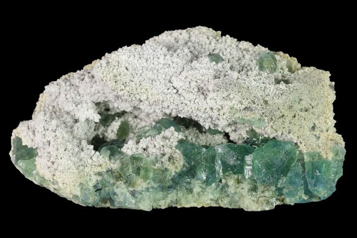 Stepped Green Fluorite Crystals on Quartz - China #142447
